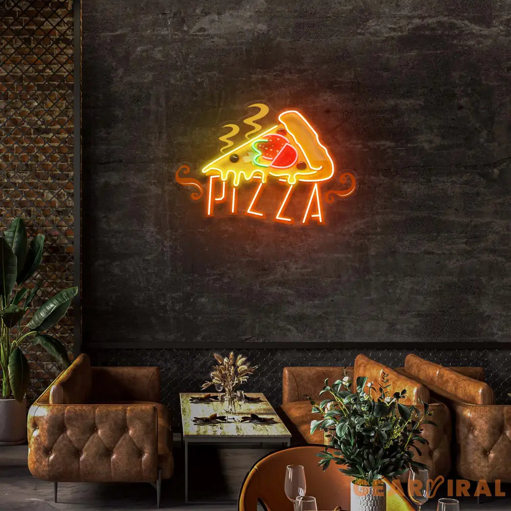 Custom Name Fast Food Restaurant With Pizza Led Neon Sign Light