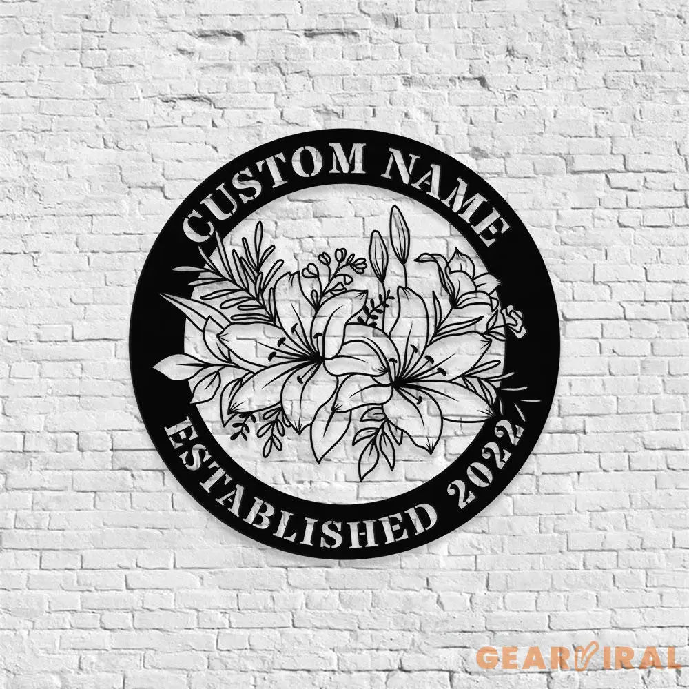 Custom Name Flower Metal Sign Personalized Family Name Metal Sign Family LED Wall Decor Personalized Wall Art