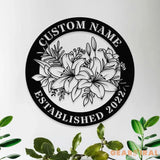 Custom Name Flower Metal Sign Personalized Family Name Metal Sign Family LED Wall Decor Personalized Wall Art