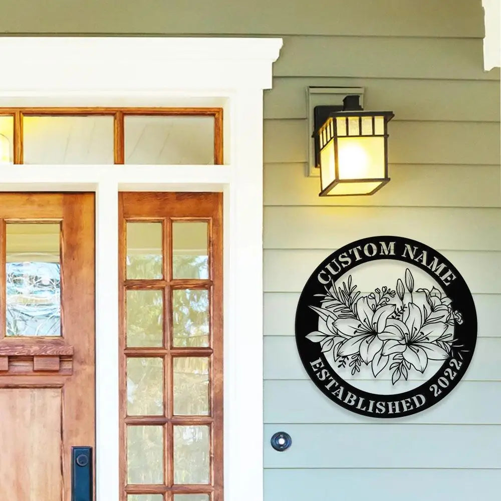 Custom Name Flower Metal Sign Personalized Family Name Metal Sign Family LED Wall Decor Personalized Wall Art