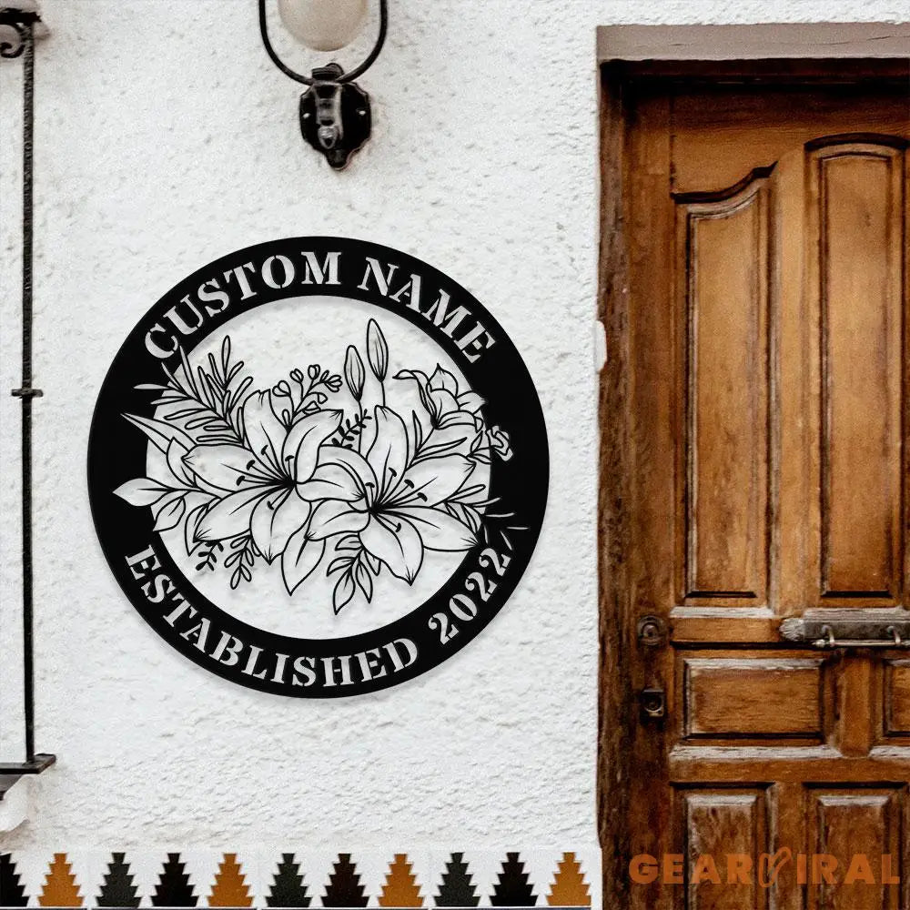 Custom Name Flower Metal Sign Personalized Family Name Metal Sign Family LED Wall Decor Personalized Wall Art