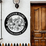 Custom Name Flower Metal Sign Personalized Family Name Metal Sign Family LED Wall Decor Personalized Wall Art