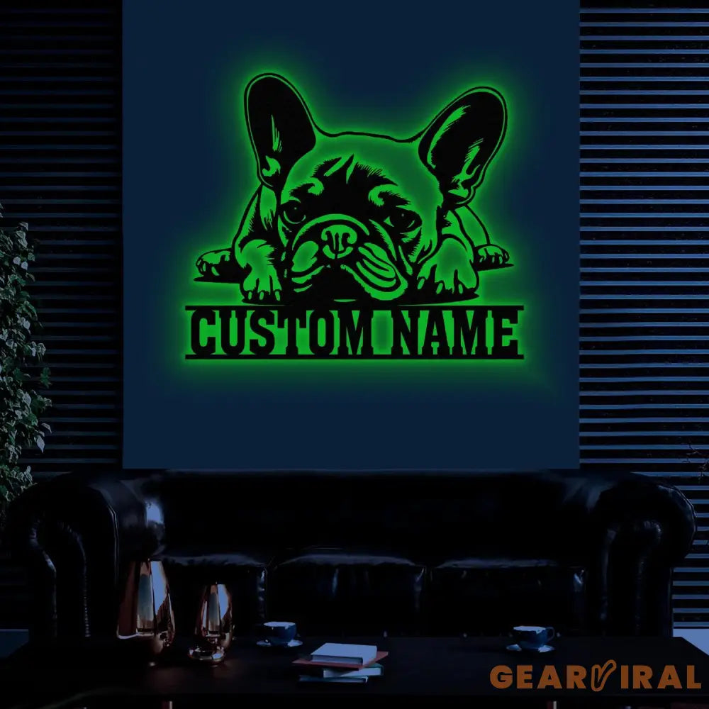 Custom Name French Bulldog Metal Sign with Led Light French Bulldog Sign Personalized Dog Sign Dog Monogram Dog Mom