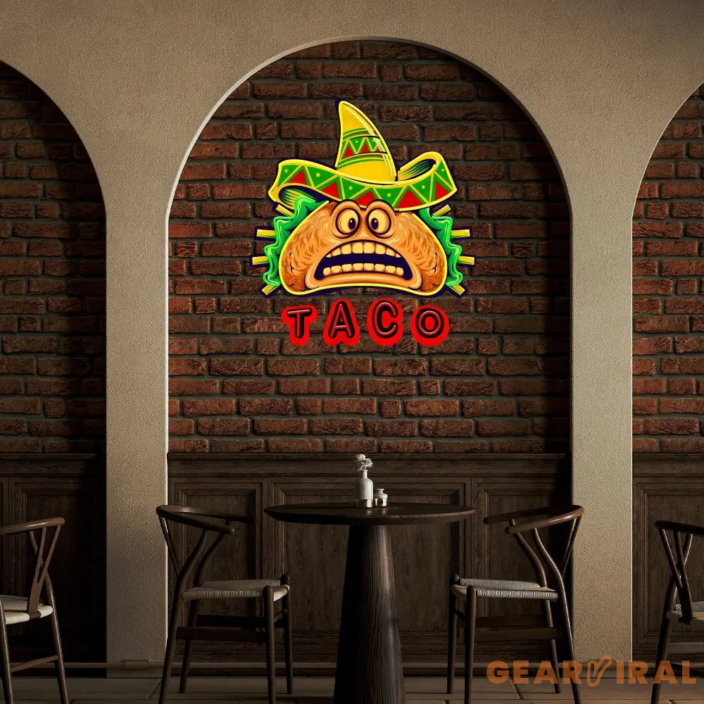Custom Name Funny Tacos Mexican Fast Food Artwork Led Neon Sign Light