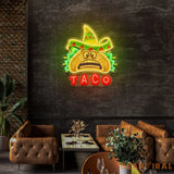 Custom Name Funny Tacos Mexican Fast Food Artwork Led Neon Sign Light