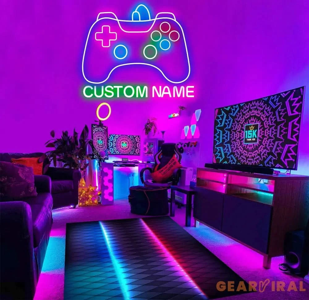 Custom Name Game Controller Neon Sign Game Controller Led Light Game Zone Neon Sign Gaming Neon Light Gamer Room Art