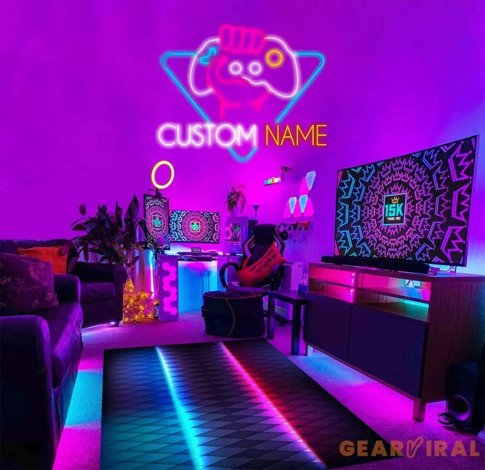 Custom Name Game Controller Neon Sign Game Controller Led Light Game Zone Neon Sign Gaming Neon Light Gamer Room Art