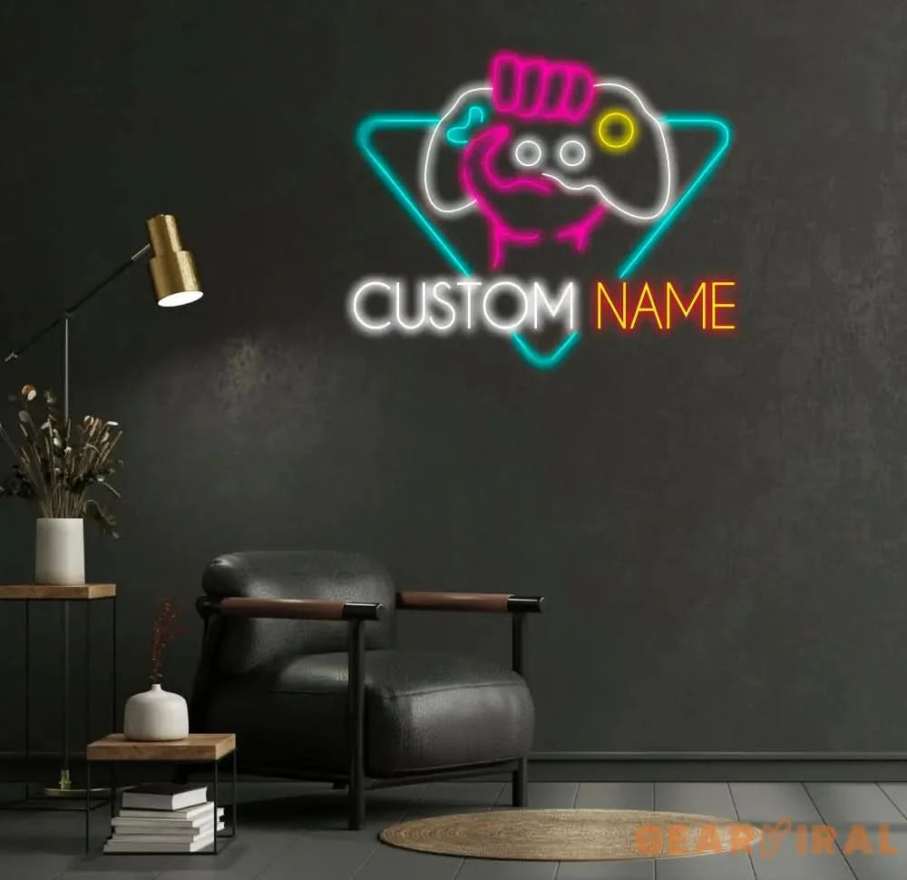 Custom Name Game Controller Neon Sign Game Controller Led Light Game Zone Neon Sign Gaming Neon Light Gamer Room Art