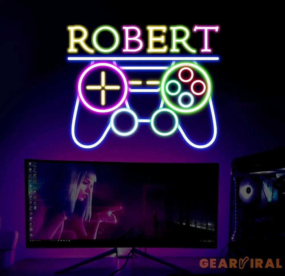 Custom Name Game On Controller Neon Sign Game Controller Led Light Game Zone Neon Sign Gaming Neon Light Gamer Room Art