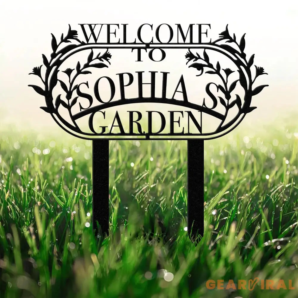 Custom Name Garden Metal Sign Flower Sign with Stakes Outdoor Metal Sign Metal Yard Art Housewarming Gift Garden Decor