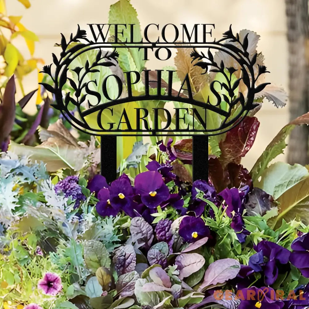Custom Name Garden Metal Sign Flower Sign with Stakes Outdoor Metal Sign Metal Yard Art Housewarming Gift Garden Decor