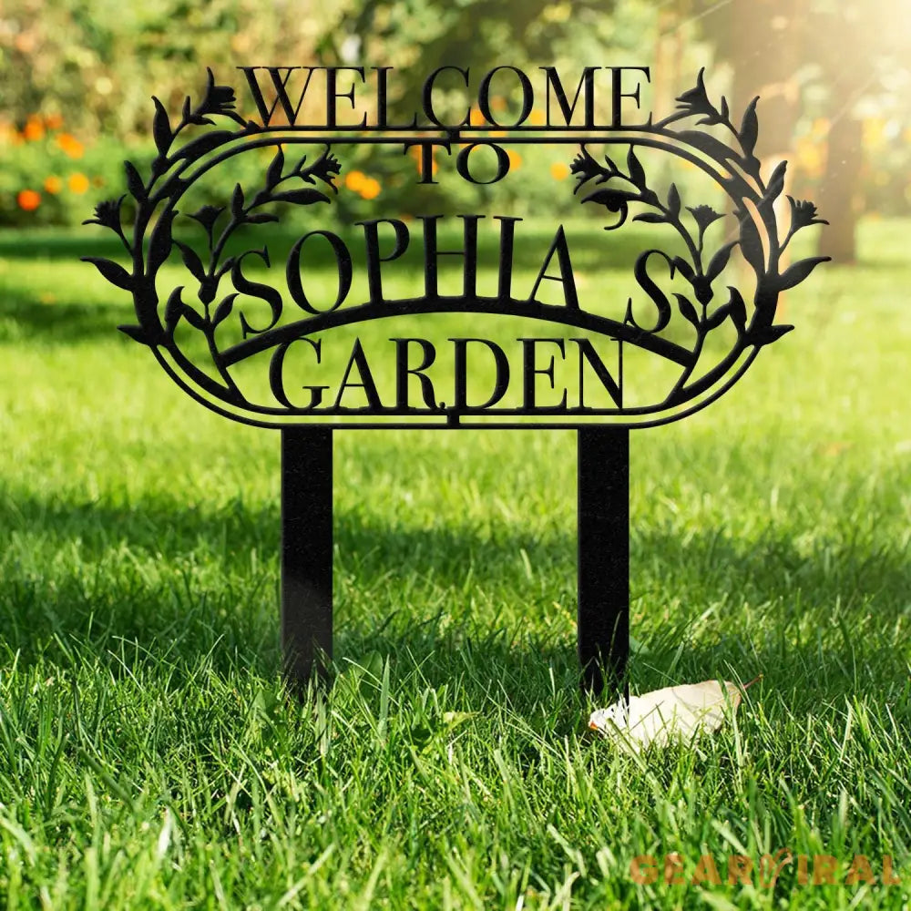 Custom Name Garden Metal Sign Flower Sign with Stakes Outdoor Metal Sign Metal Yard Art Housewarming Gift Garden Decor