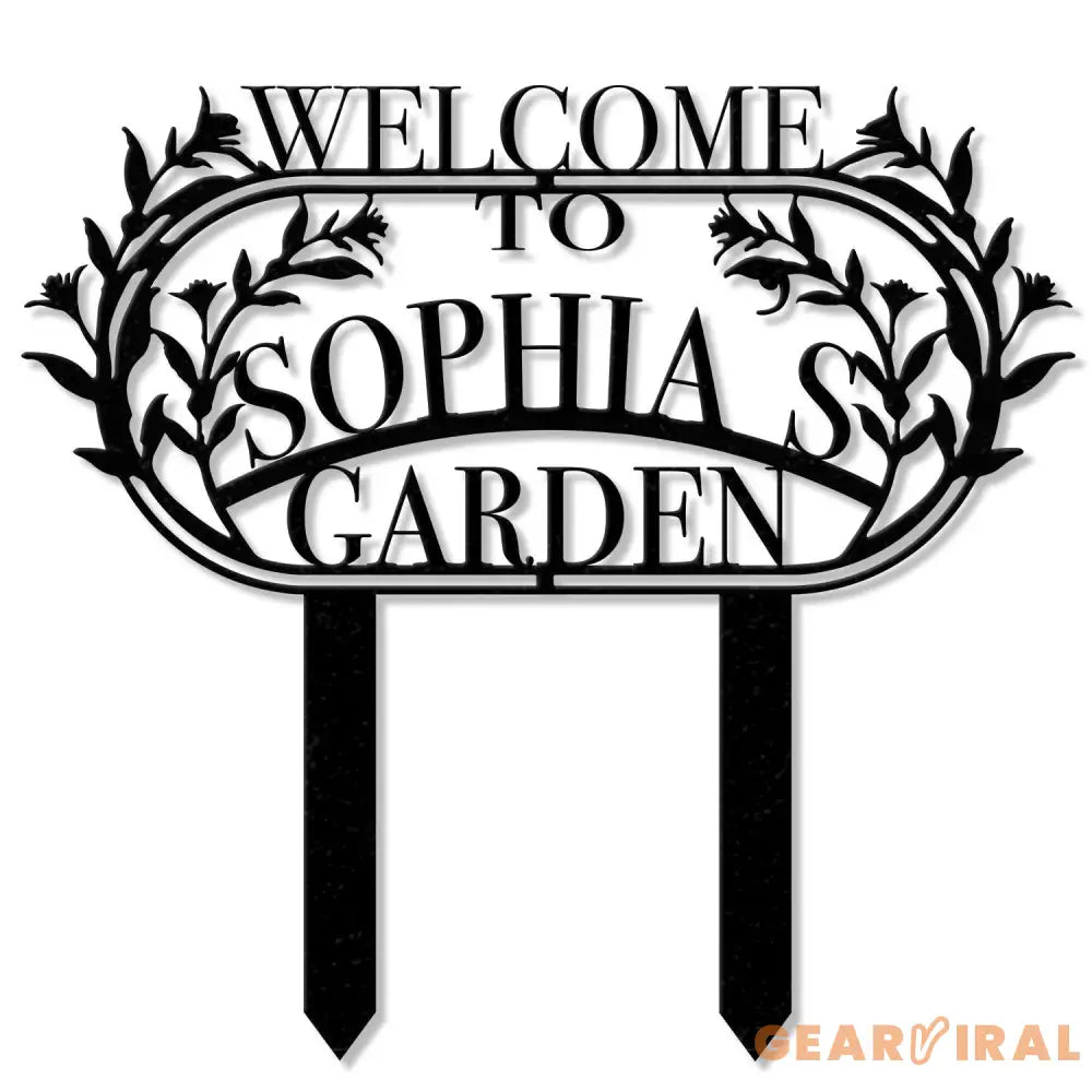 Custom Name Garden Metal Sign Flower Sign with Stakes Outdoor Metal Sign Metal Yard Art Housewarming Gift Garden Decor