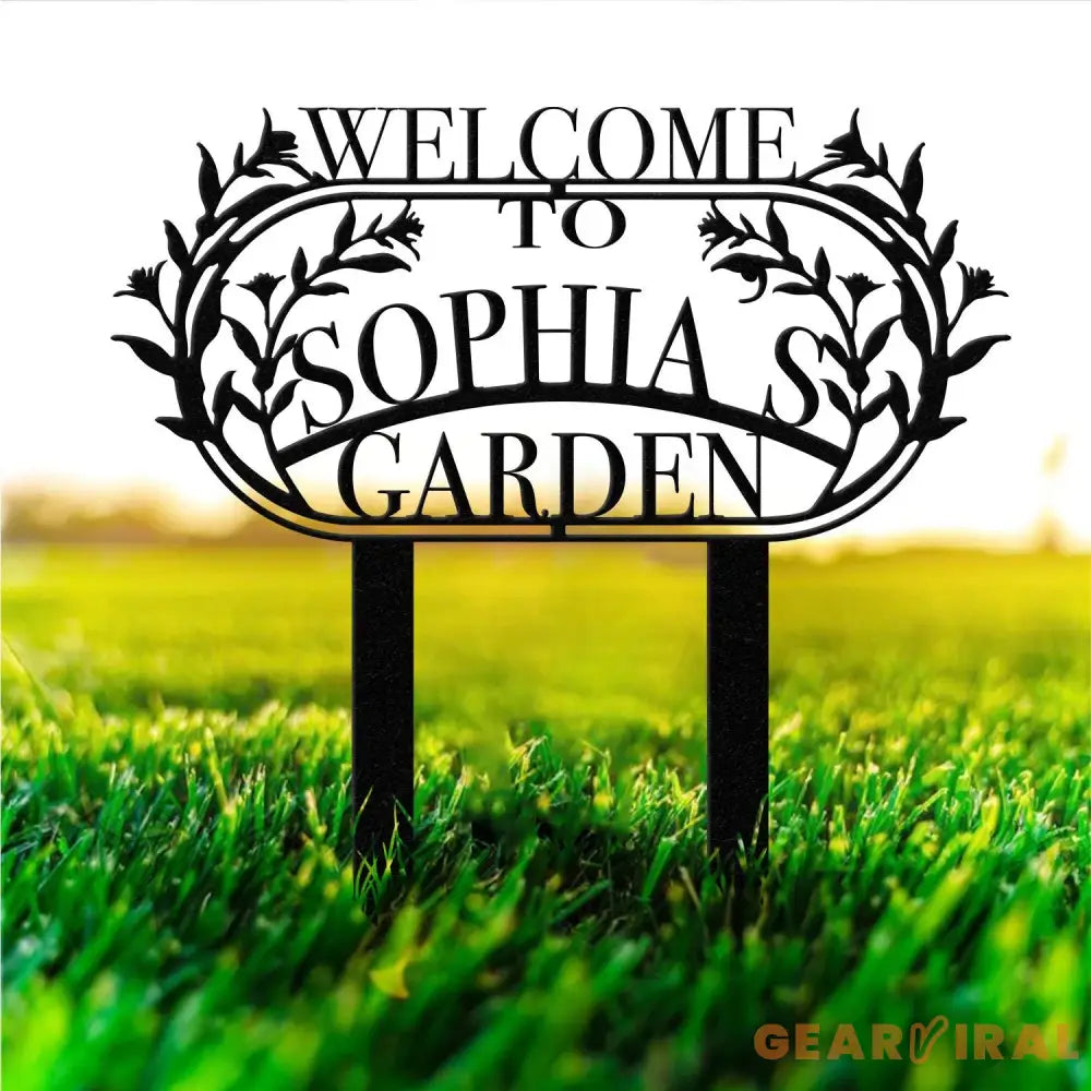 Custom Name Garden Metal Sign Flower Sign with Stakes Outdoor Metal Sign Metal Yard Art Housewarming Gift Garden Decor