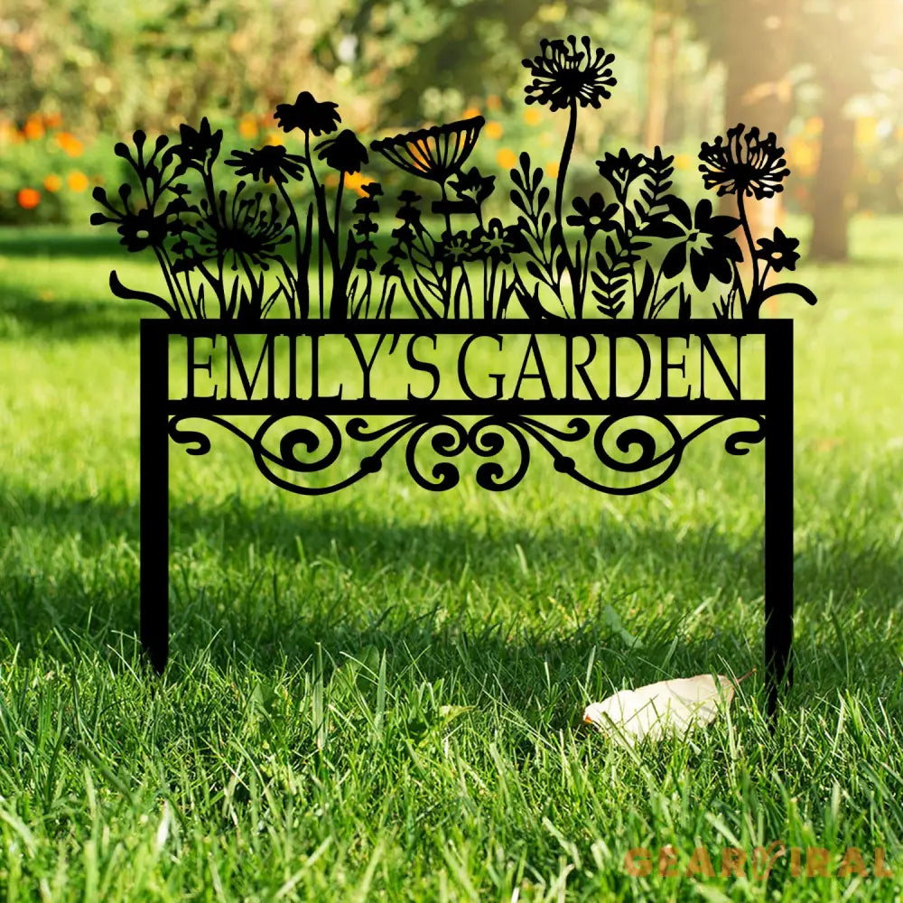 Custom Name Garden Metal Sign Garden Metal Sign With Stake Gardening Gift Outdoor Yard Decor - Gearviral