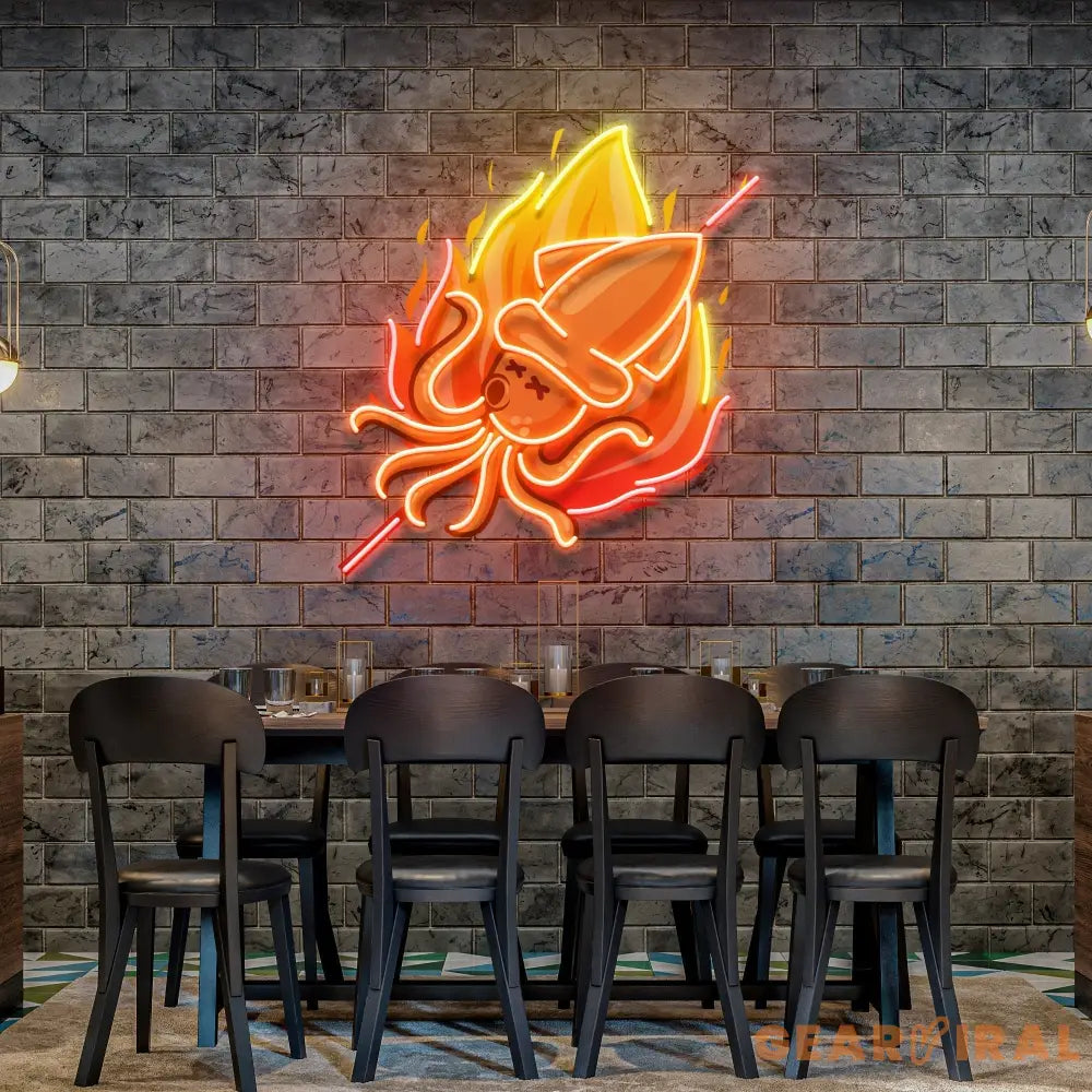 Custom Name Grill Squid Logo Artwork Led Neon Sign Light
