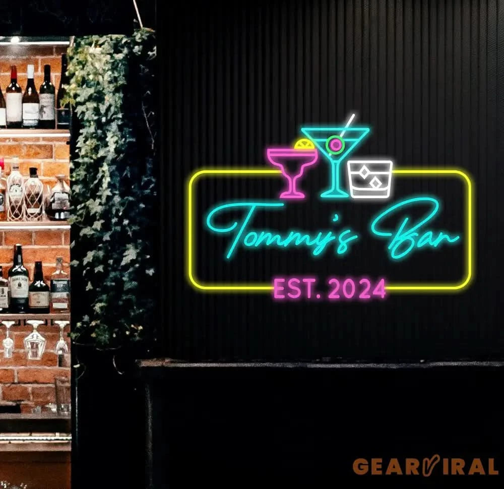 Custom Name Home Bar Neon Sign Personalized Home Bar Neon Sign Home Wall Decor Bar Led Sign Pub Led Signs Cocktails