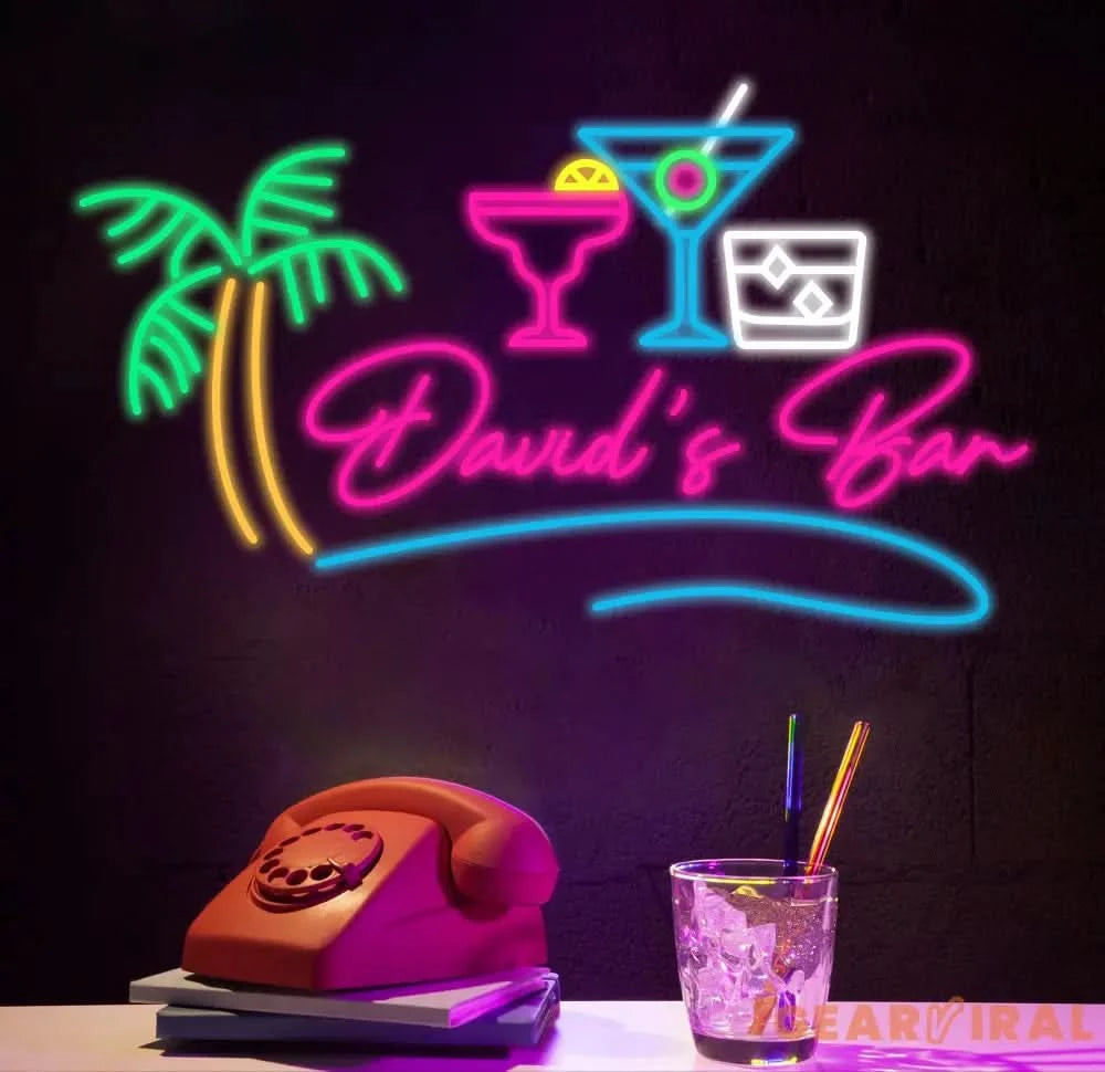 Custom Name Home Bar Neon Sign Personalized Home Bar Neon Sign Home Wall Decor Bar Led Sign Pub Led Signs Cocktails