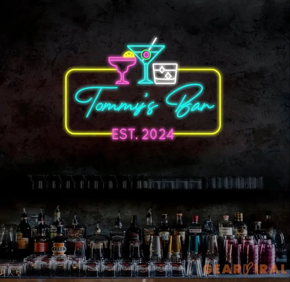 Custom Name Home Bar Neon Sign Personalized Home Bar Neon Sign Home Wall Decor Bar Led Sign Pub Led Signs Cocktails