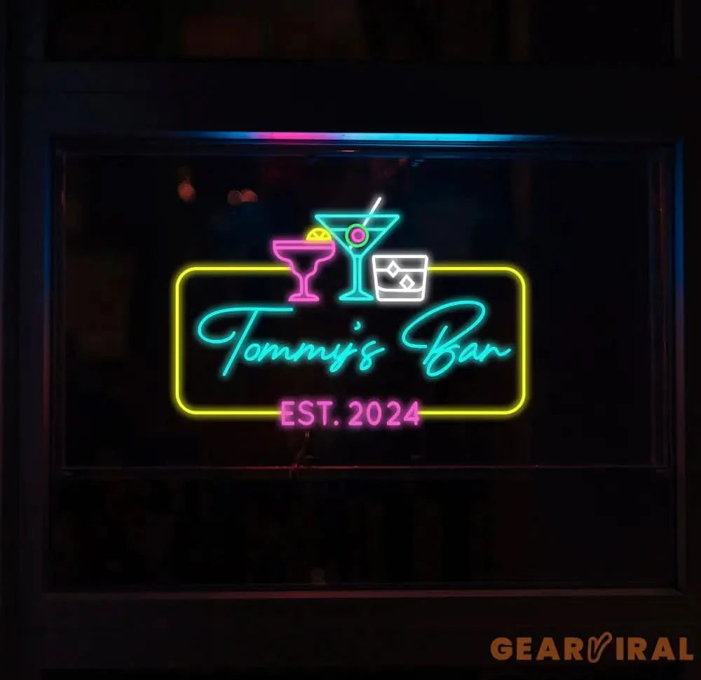 Custom Name Home Bar Neon Sign Personalized Home Bar Neon Sign Home Wall Decor Bar Led Sign Pub Led Signs Cocktails