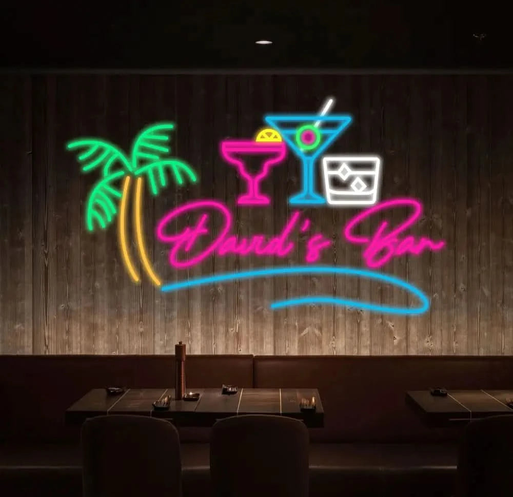 Custom Name Home Bar Neon Sign Personalized Home Bar Neon Sign Home Wall Decor Bar Led Sign Pub Led Signs Cocktails