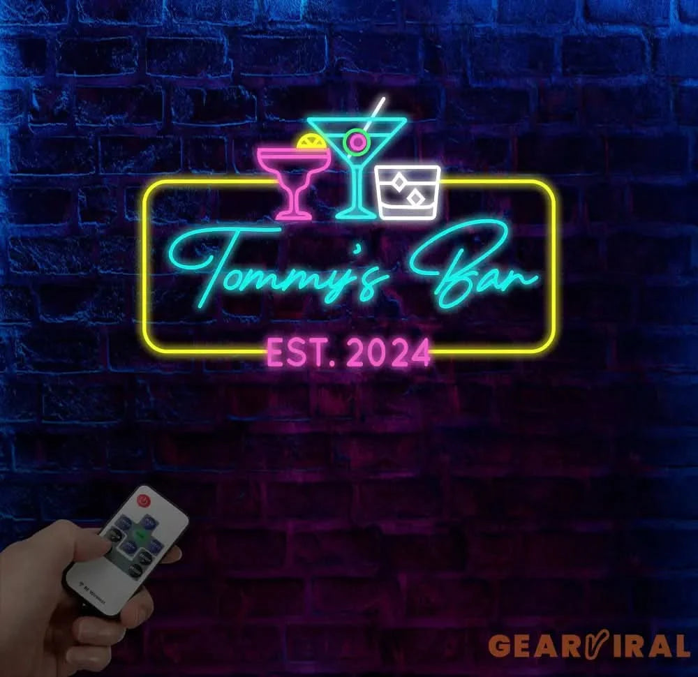 Custom Name Home Bar Neon Sign Personalized Home Bar Neon Sign Home Wall Decor Bar Led Sign Pub Led Signs Cocktails