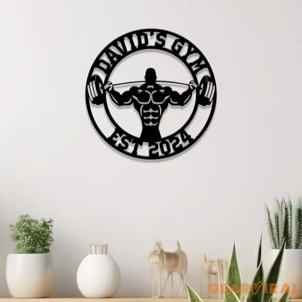 Custom Name Home Gym Metal Sign Powerlifting Metal Wall Art Personalized Home Gym Sign Fitness Decor Gift for Dad