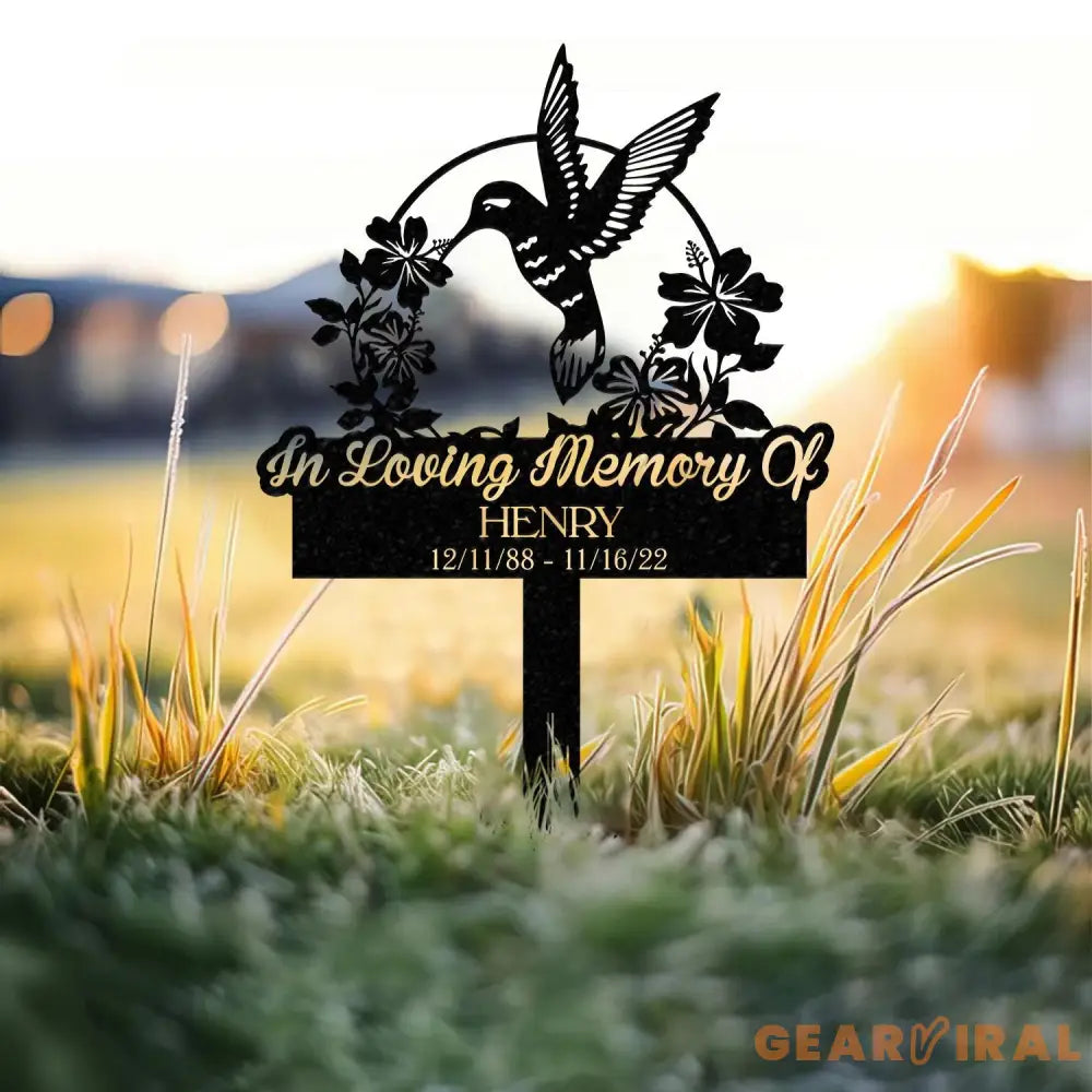 Custom Name Hummingbird Memorial Metal Stake Hummingbird Name Sign Garden Metal Stake Sympathy Gift Outdoor Grave