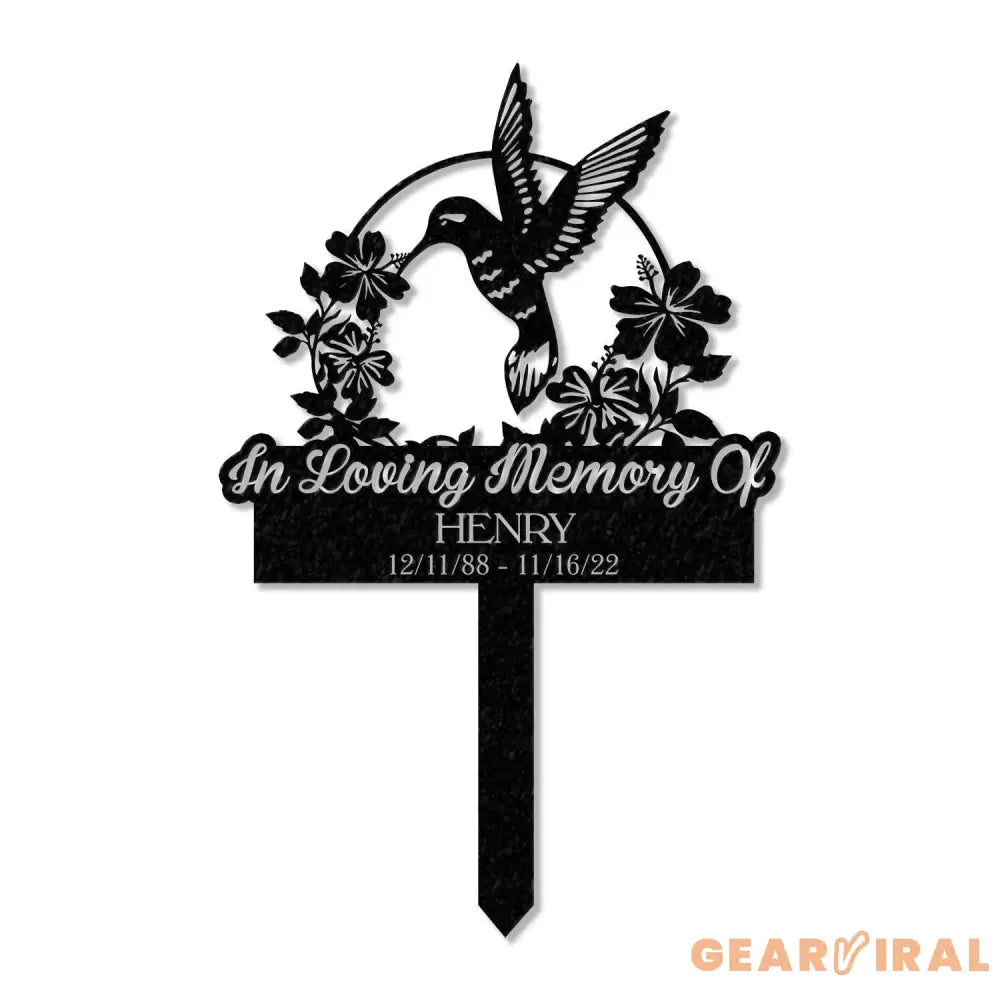 Custom Name Hummingbird Memorial Metal Stake Hummingbird Name Sign Garden Metal Stake Sympathy Gift Outdoor Grave