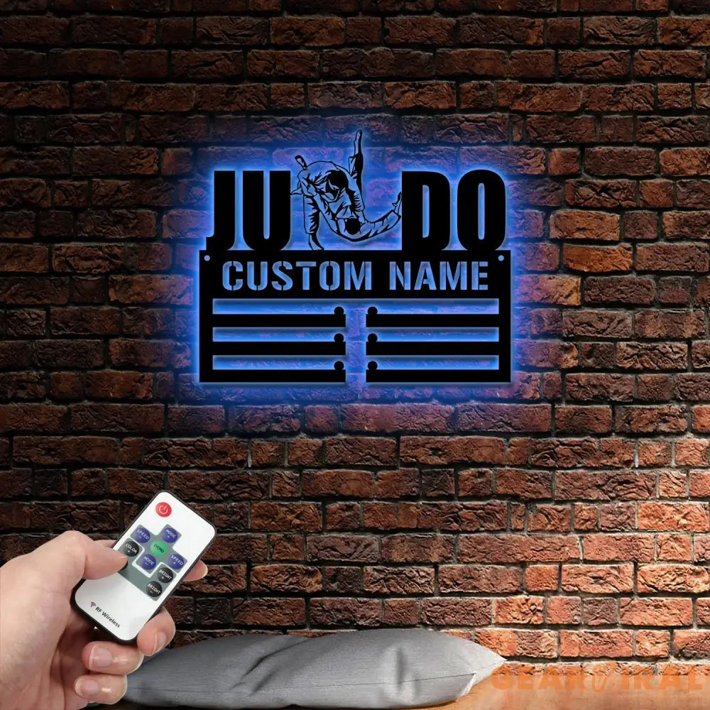 Custom Name Judo Medal Display Medal Hanger Metal Custom Medal Hanger With Led Light,Custom Judo Player Holder Sport