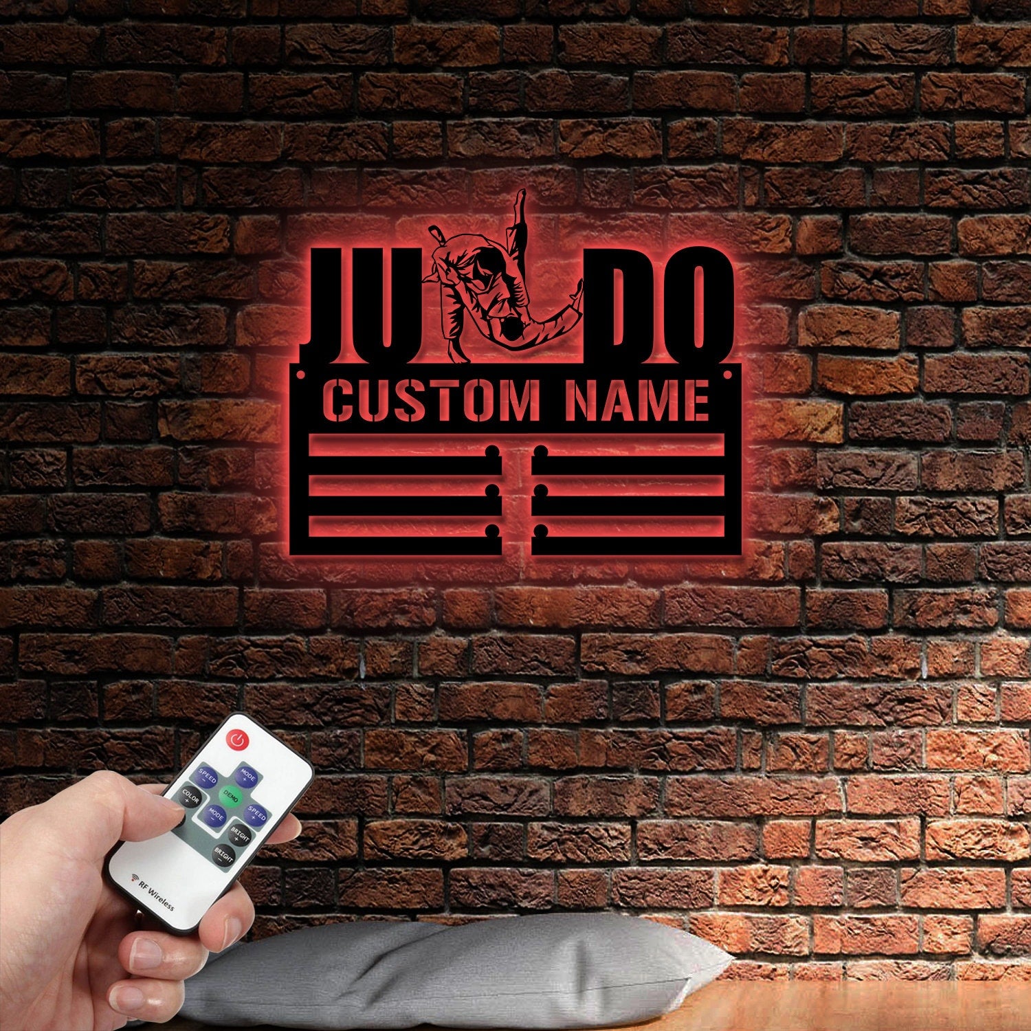 Custom Name Judo Medal Display Medal Hanger Metal, Custom Medal Hanger With Led Light,Custom Judo Player Holder, Sport Award Showcase, Judo Metal Holder