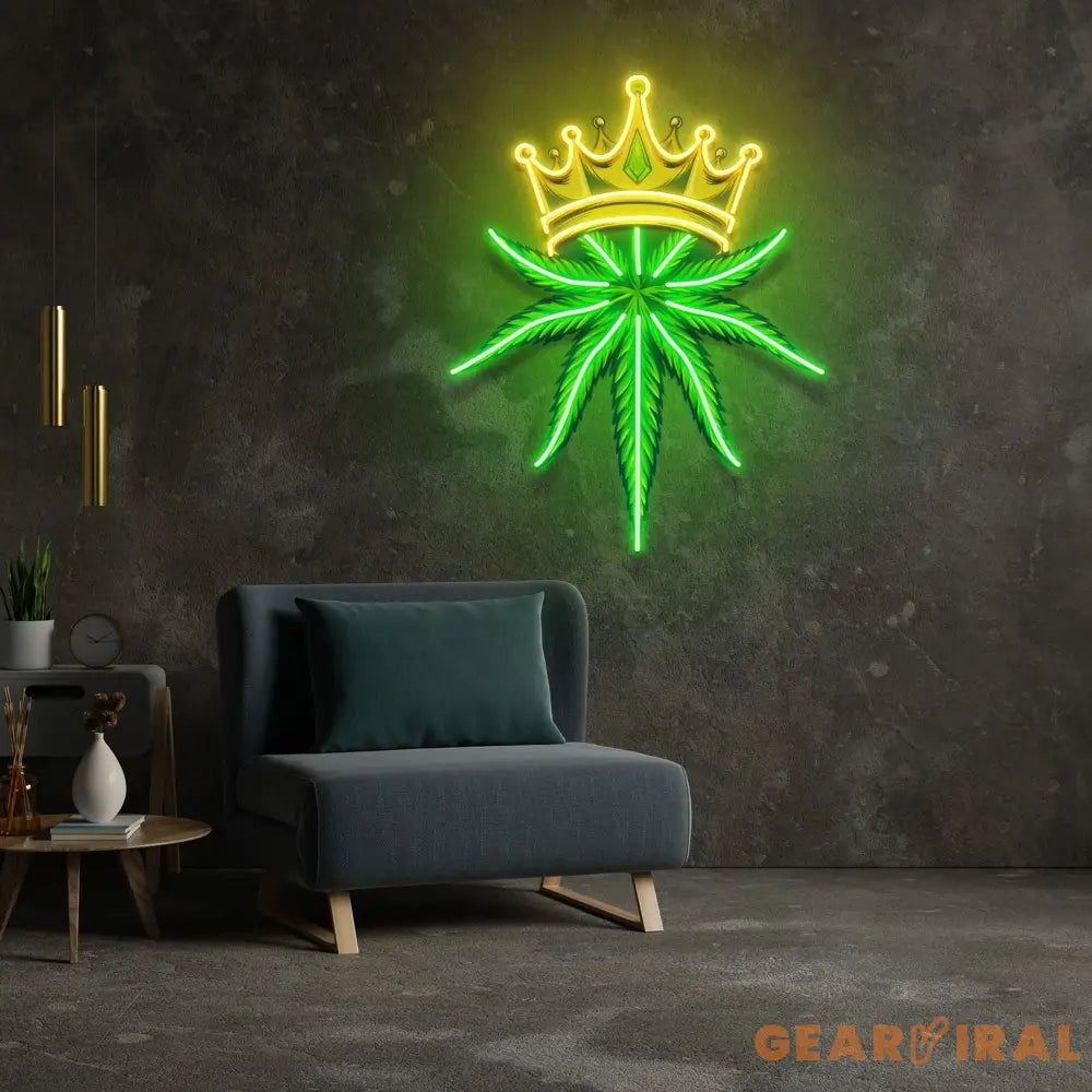 Custom Name King Marijuana Logo Artwork Led Neon Sign Light