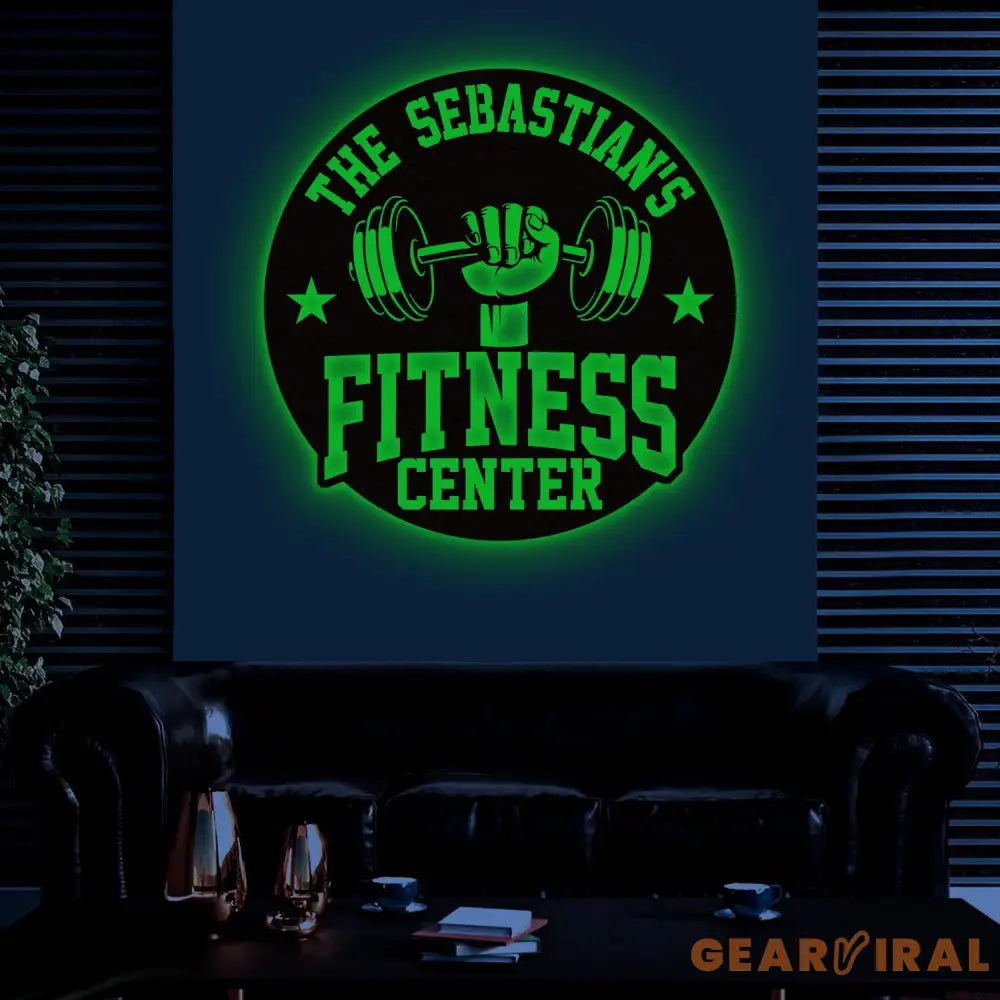 Custom Name Metal Fitness Center Sign with Led Light Metal Gym Sign Home Gym Sign Cross Fit Sign Gymer Gifts Gift for