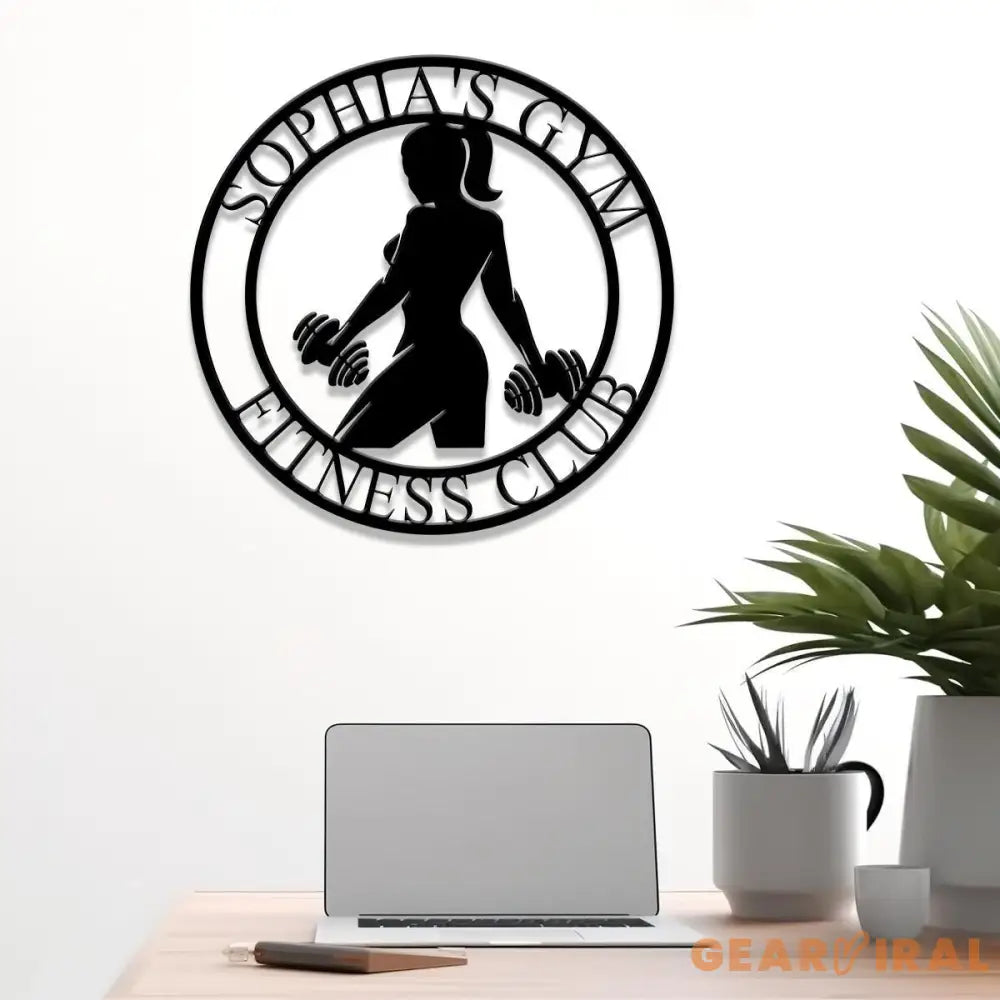 Custom Name Metal Fitness Club Sign with Led Light Women’s Fitness Sign Metal Gym Sign Home Gym Art Signs for Workout