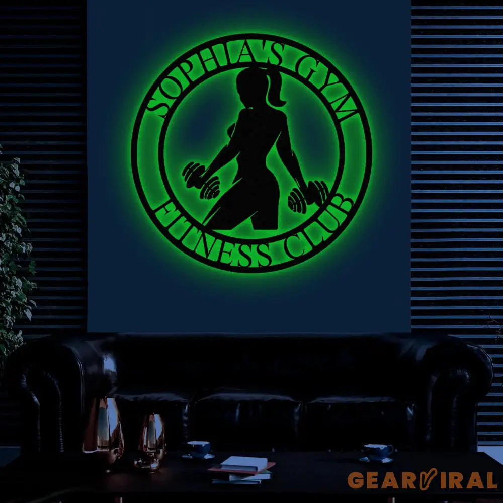 Custom Name Metal Fitness Club Sign with Led Light Women’s Fitness Sign Metal Gym Sign Home Gym Art Signs for Workout