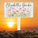 Custom Name Metal Garden Sign Flower Garden Sign Fairy Garden Stake Outdoor Garden Yard Decor Metal Fairy Garden Art