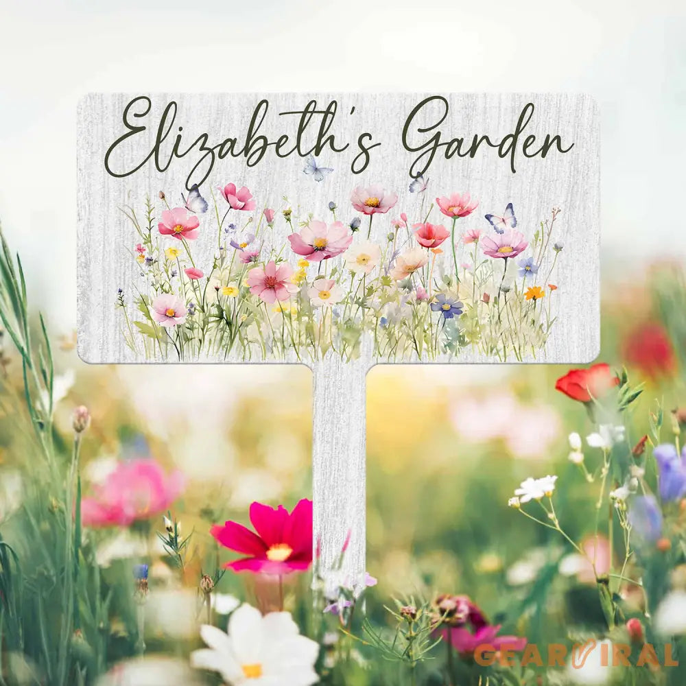 Custom Name Metal Garden Sign Flower Garden Sign Fairy Garden Stake Outdoor Garden Yard Decor Metal Fairy Garden Art