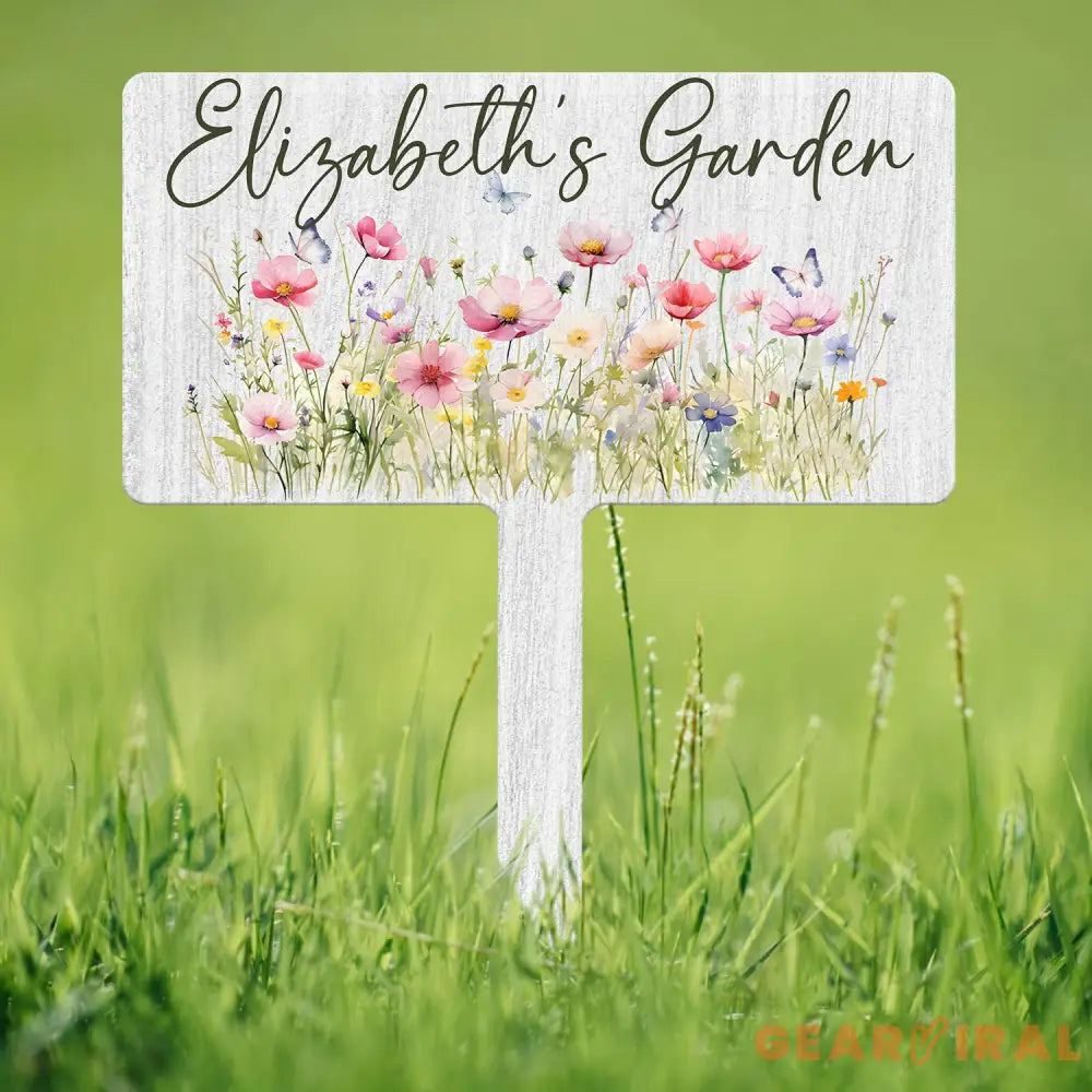 Custom Name Metal Garden Sign Flower Garden Sign Fairy Garden Stake Outdoor Garden Yard Decor Metal Fairy Garden Art