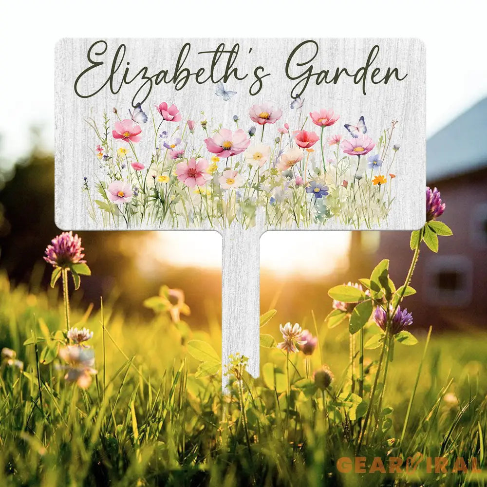 Custom Name Metal Garden Sign Flower Garden Sign Fairy Garden Stake Outdoor Garden Yard Decor Metal Fairy Garden Art