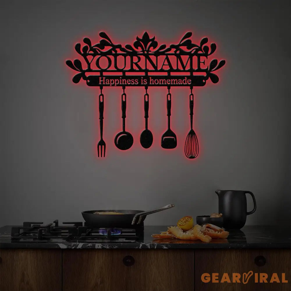 Custom Name Metal Kitchen Sign with Led Light Kitchen Decor Name Kitchen Sign Kitchen Wall Art Pantry Sign Gift for