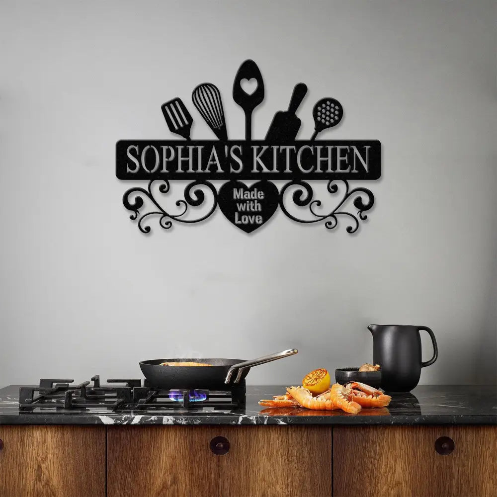 Custom Name Metal Kitchen Sign with Led Light Kitchen Decor Name Kitchen Sign Kitchen Wall Art Pantry Sign Gift for