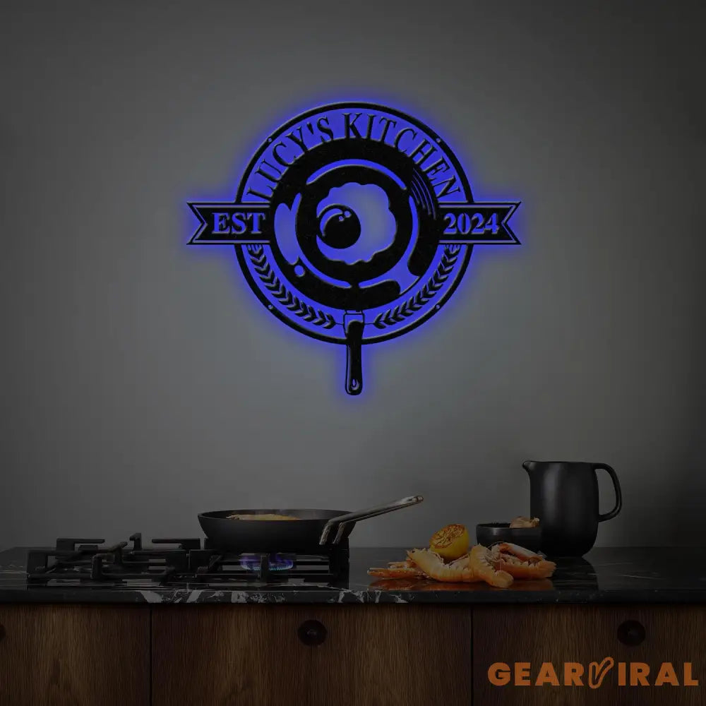 Custom Name Metal Kitchen Sign with Led Light Kitchen Decor Name Kitchen Sign Kitchen Wall Art Pantry Sign Gift for