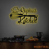 Custom Name Metal Kitchen Sign with Led Light Kitchen Decor Name Kitchen Sign Kitchen Wall Art Pantry Sign Gift for
