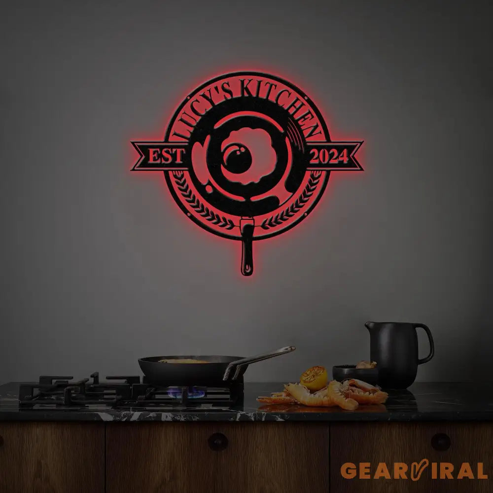 Custom Name Metal Kitchen Sign with Led Light Kitchen Decor Name Kitchen Sign Kitchen Wall Art Pantry Sign Gift for