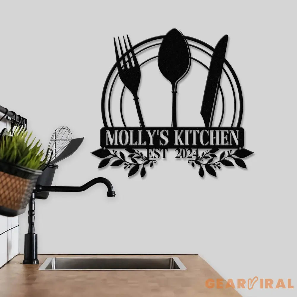 Custom Name Metal Kitchen Sign with Led Light Kitchen Decor Name Kitchen Sign Kitchen Wall Art Pantry Sign Gift for