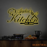 Custom Name Metal Kitchen Sign with Led Light Kitchen Decor Name Kitchen Sign Kitchen Wall Art Pantry Sign Gift for