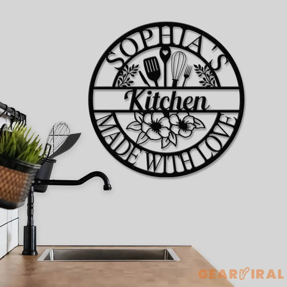 Custom Name Metal Kitchen Sign with Led Light Kitchen Decor Name Kitchen Sign Kitchen Wall Art Pantry Sign Gift for