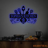 Custom Name Metal Kitchen Sign with Led Light Kitchen Decor Name Kitchen Sign Kitchen Wall Art Pantry Sign Gift for