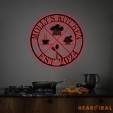 Custom Name Metal Kitchen Sign with Led Light Kitchen Decor Name Kitchen Sign Kitchen Wall Art Pantry Sign Gift for