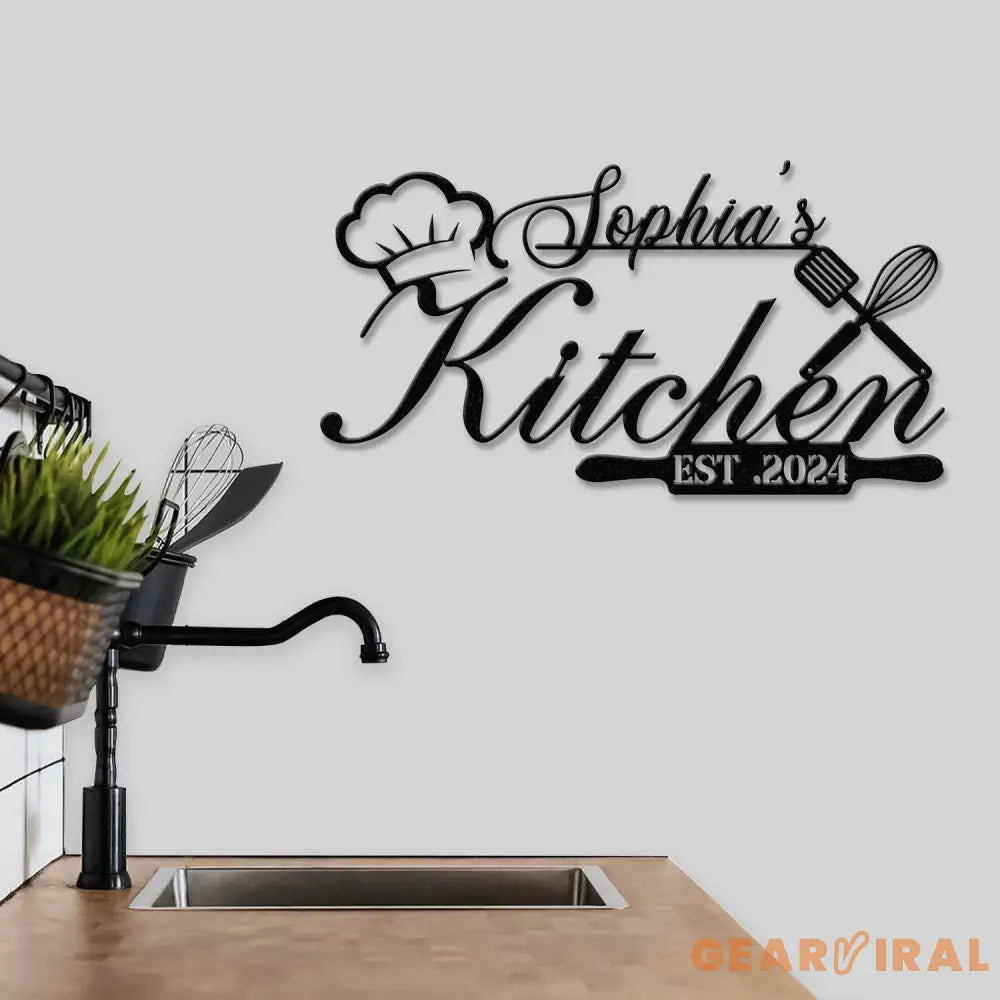 Custom Name Metal Kitchen Sign with Led Light Kitchen Decor Name Kitchen Sign Kitchen Wall Art Pantry Sign Gift for